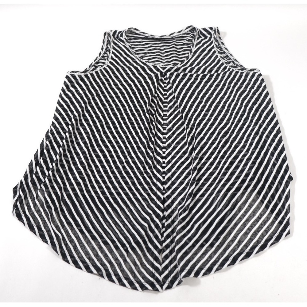 Studio JPR Tank Top Womens XL Black Striped MA860483S Sleeveless Split Back